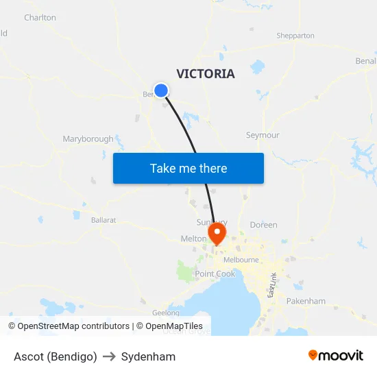Ascot (Bendigo) to Sydenham map