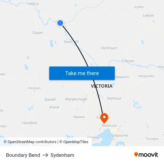 Boundary Bend to Sydenham map