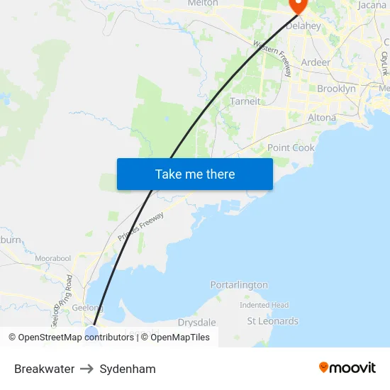 Breakwater to Sydenham map