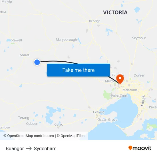Buangor to Sydenham map