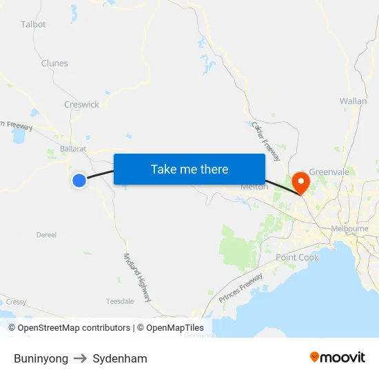 Buninyong to Sydenham map