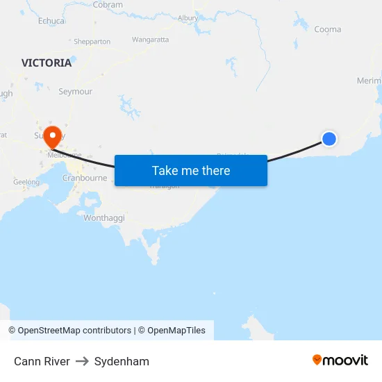 Cann River to Sydenham map