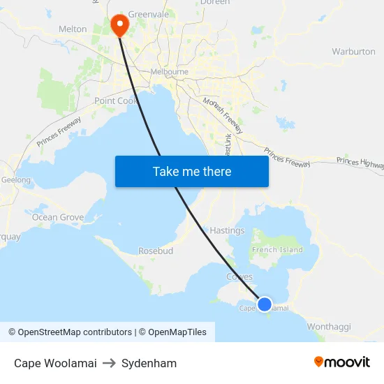 Cape Woolamai to Sydenham map