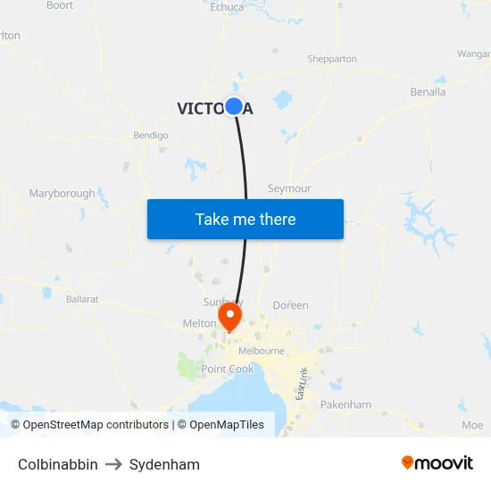 Colbinabbin to Sydenham map