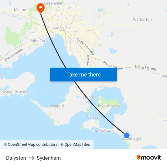 Dalyston to Sydenham map