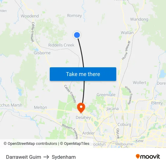 Darraweit Guim to Sydenham map