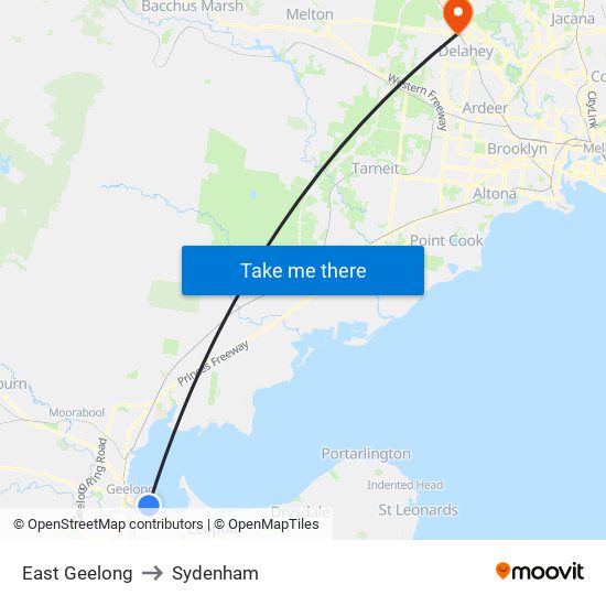 East Geelong to Sydenham map