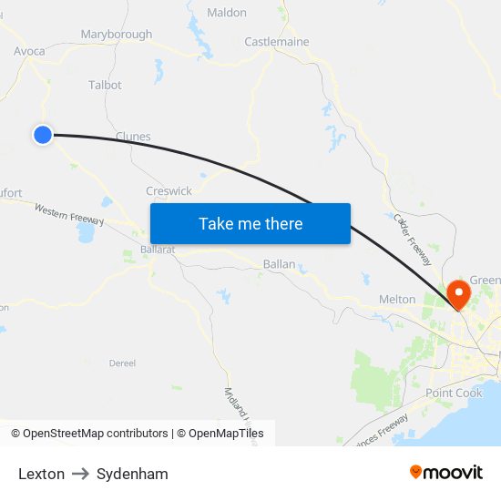 Lexton to Sydenham map