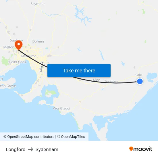 Longford to Sydenham map