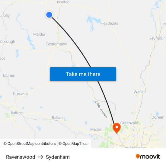 Ravenswood to Sydenham map