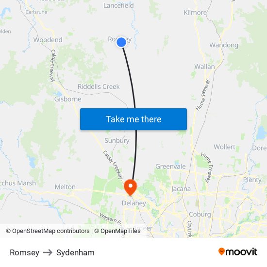 Romsey to Sydenham map