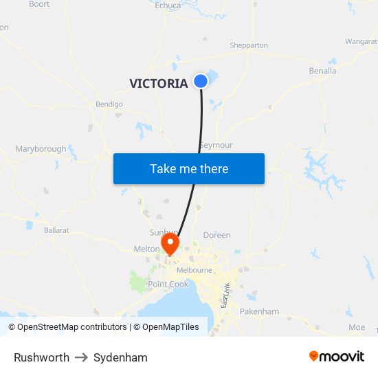 Rushworth to Sydenham map