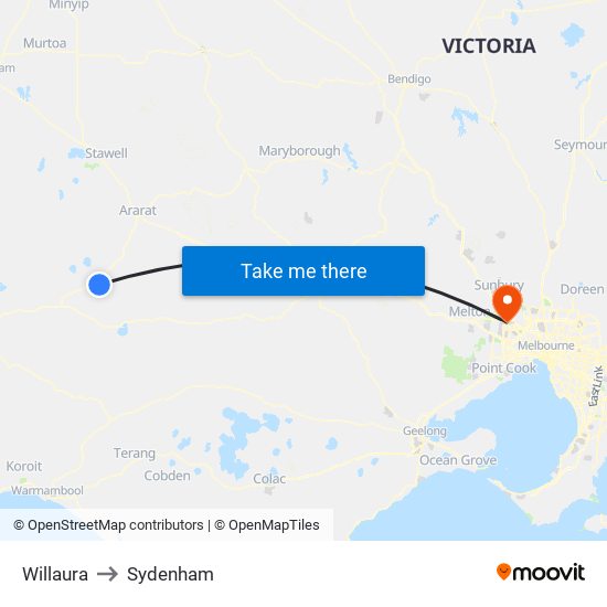 Willaura to Sydenham map