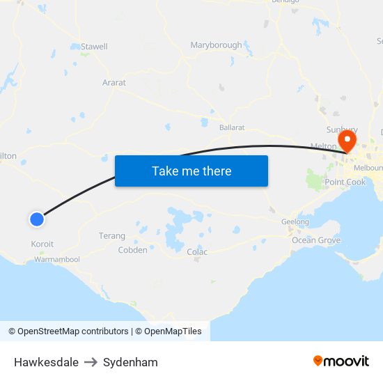 Hawkesdale to Sydenham map