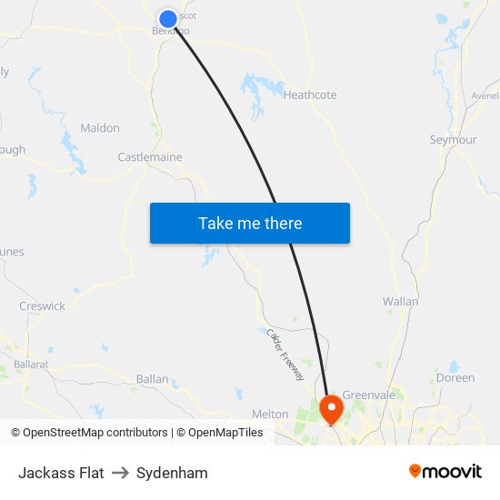 Jackass Flat to Sydenham map
