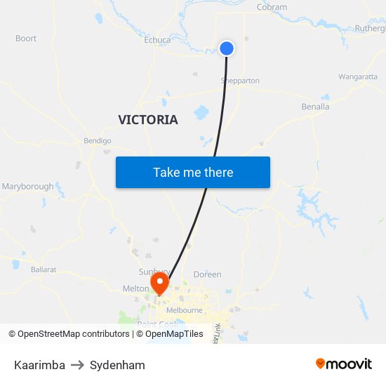 Kaarimba to Sydenham map