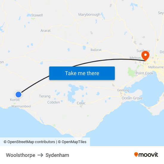 Woolsthorpe to Sydenham map