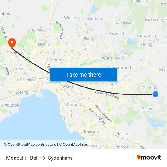 Monbulk - Bal to Sydenham map