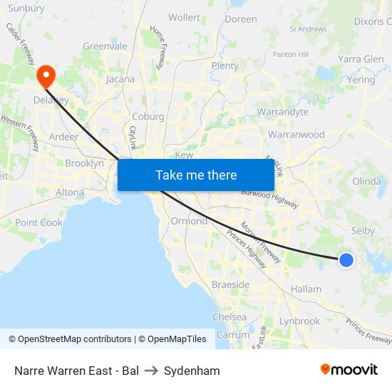 Narre Warren East - Bal to Sydenham map