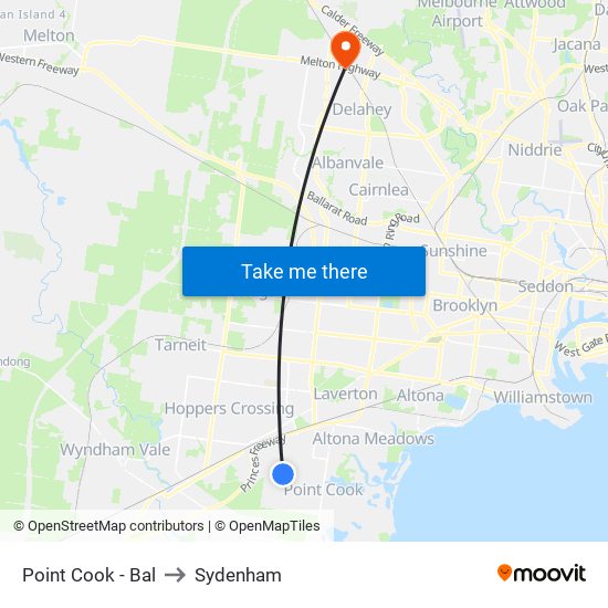 Point Cook - Bal to Sydenham map