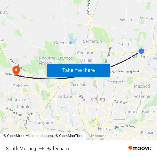 South Morang to Sydenham map