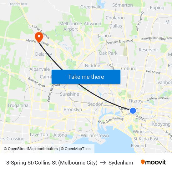 8-Spring St/Collins St (Melbourne City) to Sydenham map