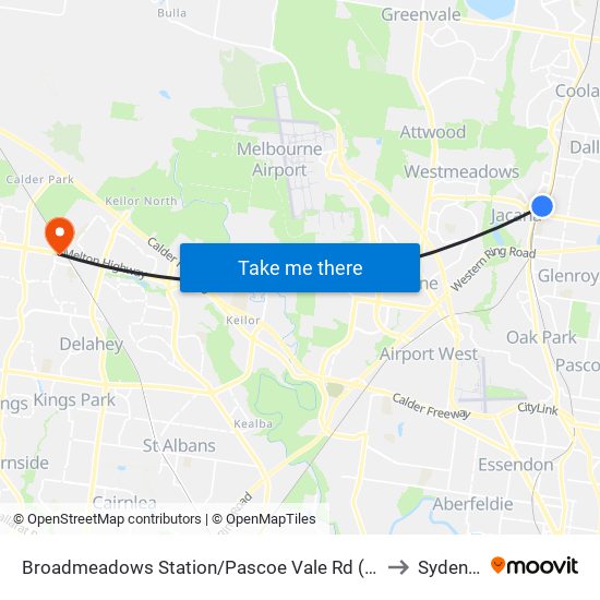 Broadmeadows Station/Pascoe Vale Rd (Broadmeadows) to Sydenham map