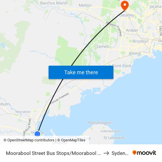 Moorabool Street Bus Stops/Moorabool St (Geelong) to Sydenham map