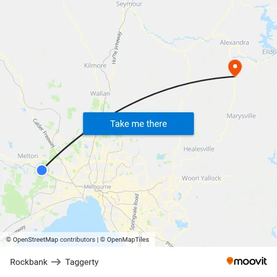 Rockbank to Taggerty map