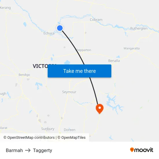 Barmah to Taggerty map