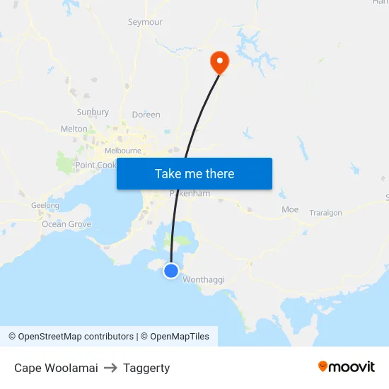 Cape Woolamai to Taggerty map