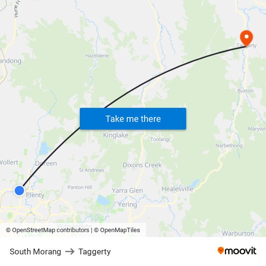 South Morang to Taggerty map