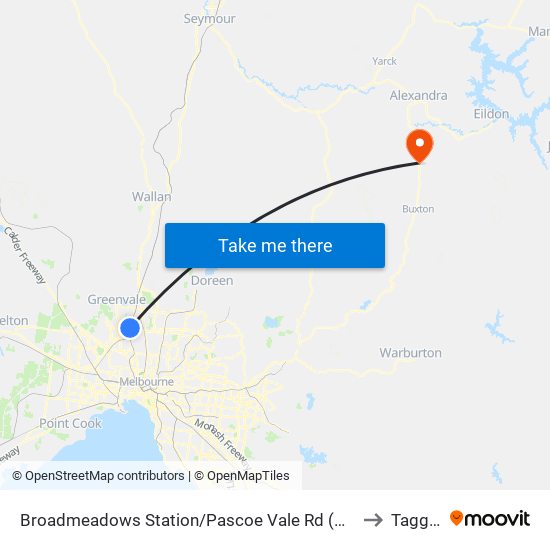 Broadmeadows Station/Pascoe Vale Rd (Broadmeadows) to Taggerty map