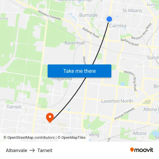 Albanvale to Tarneit map