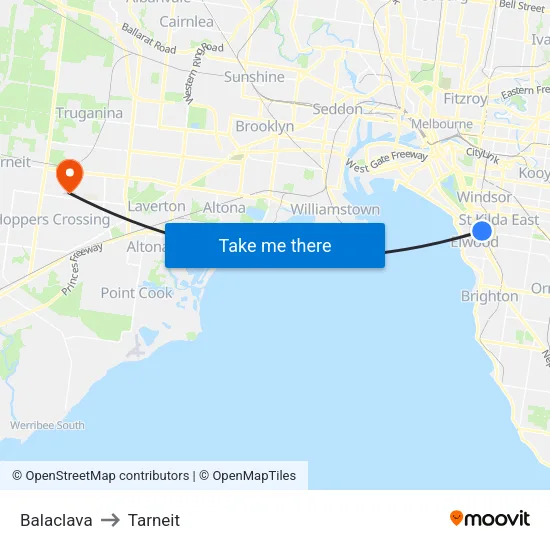 Balaclava to Tarneit map