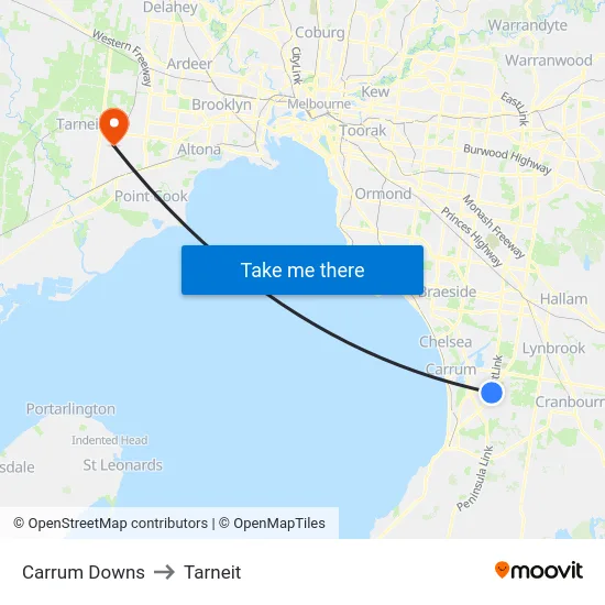 Carrum Downs to Tarneit map
