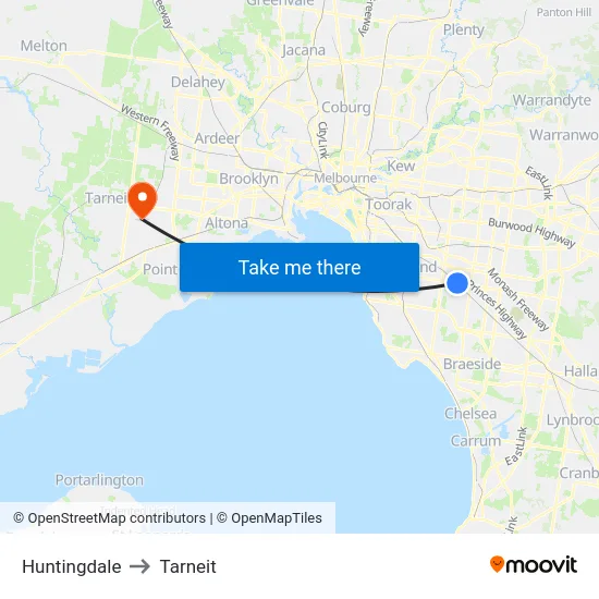 Huntingdale to Tarneit map