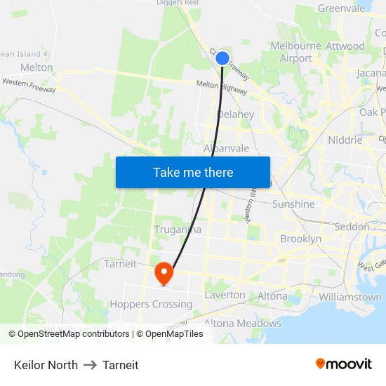 Keilor North to Tarneit map