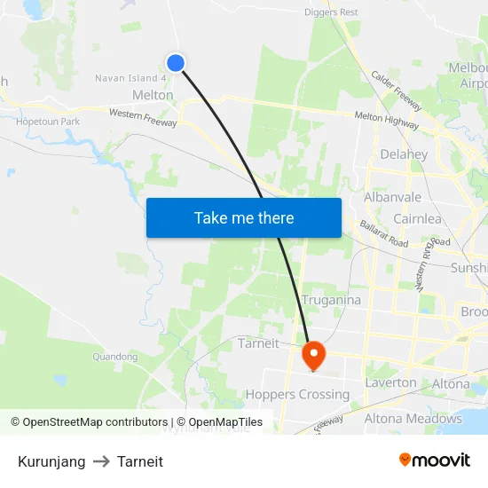 Kurunjang to Tarneit map
