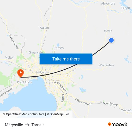 Marysville to Tarneit map