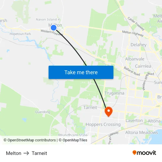 Melton to Tarneit map