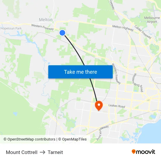 Mount Cottrell to Tarneit map