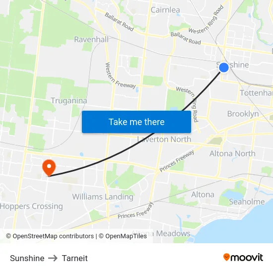 Sunshine to Tarneit map