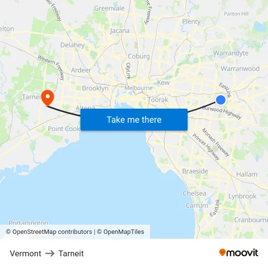 Vermont to Tarneit map