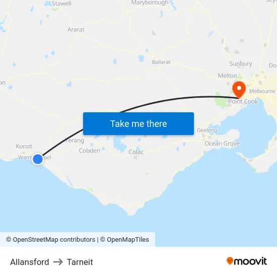 Allansford to Tarneit map