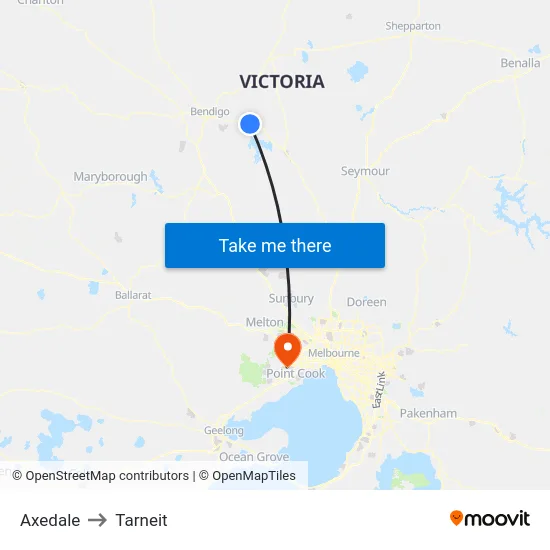 Axedale to Tarneit map