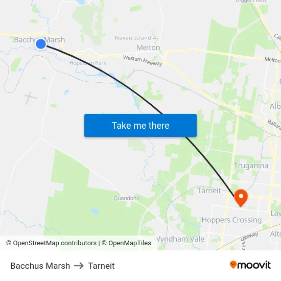Bacchus Marsh to Tarneit map