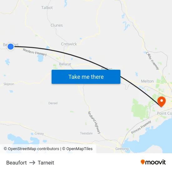 Beaufort to Tarneit map