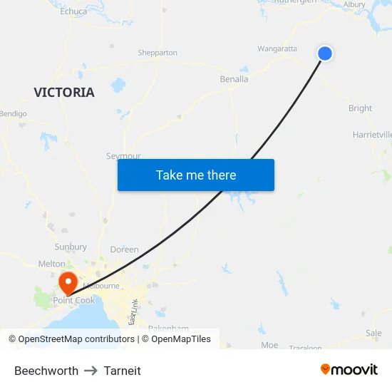 Beechworth to Tarneit map