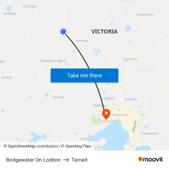 Bridgewater On Loddon to Tarneit map